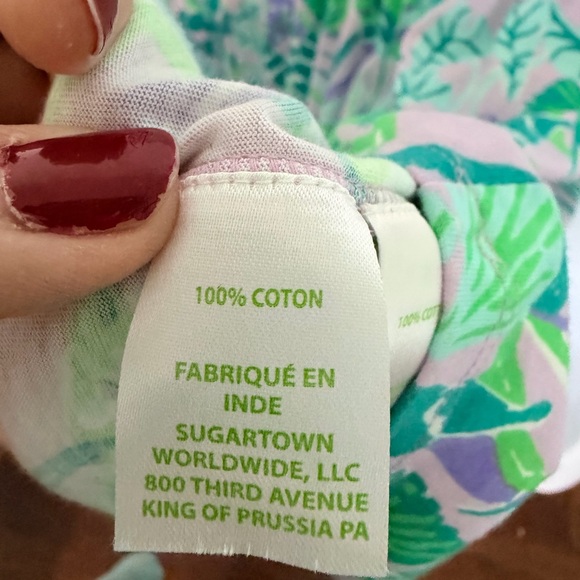 Lilly Pulitzer Lorina Purple Iris Print Cotton Swing Ruffle Tier V-Neck Dress XL - Picture 8 of 9